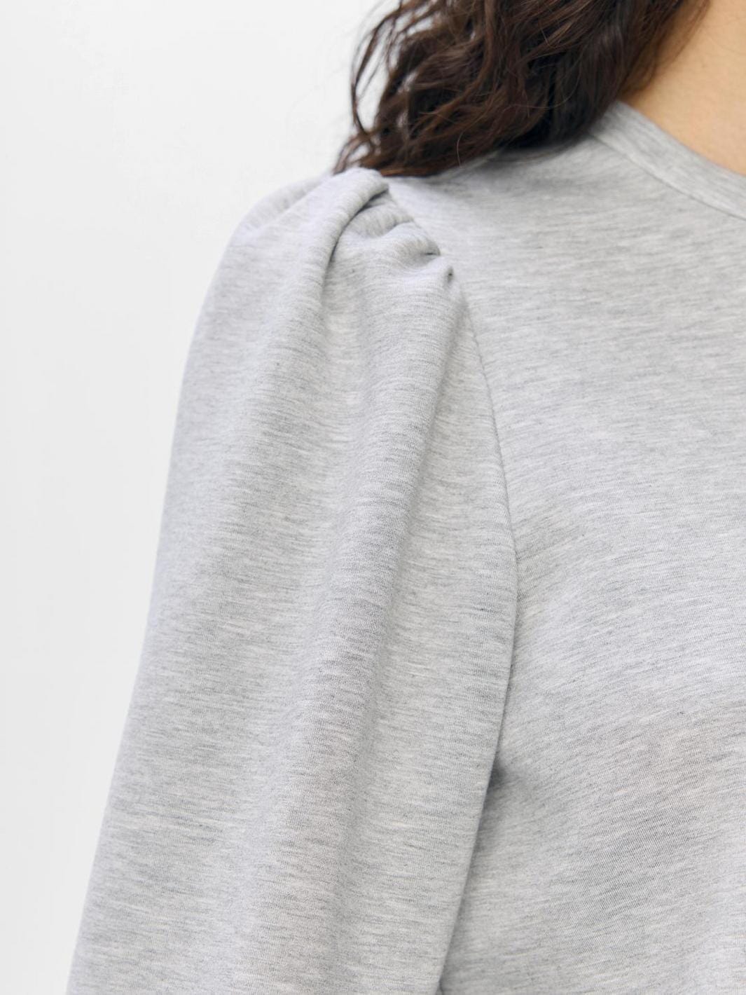 Object - Objandrea Re L/S O-Neck Top - 4853644 Light Grey Melange