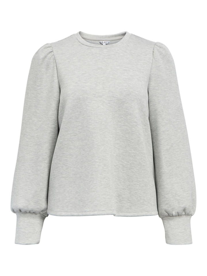 Object - Objandrea Re L/S O-Neck Top - 4853644 Light Grey Melange