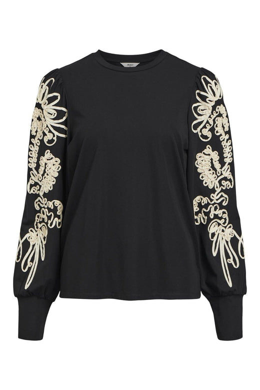 Object - Objcaroline Joana L/S Top - 4582747 Black Sandshell Tape