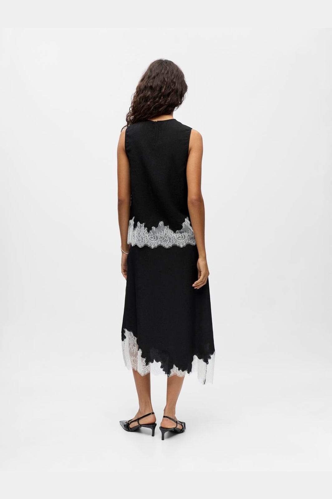 Object - Objdalme Sl Lace Top Aw Fair 25 - 5065712 Black White Lace