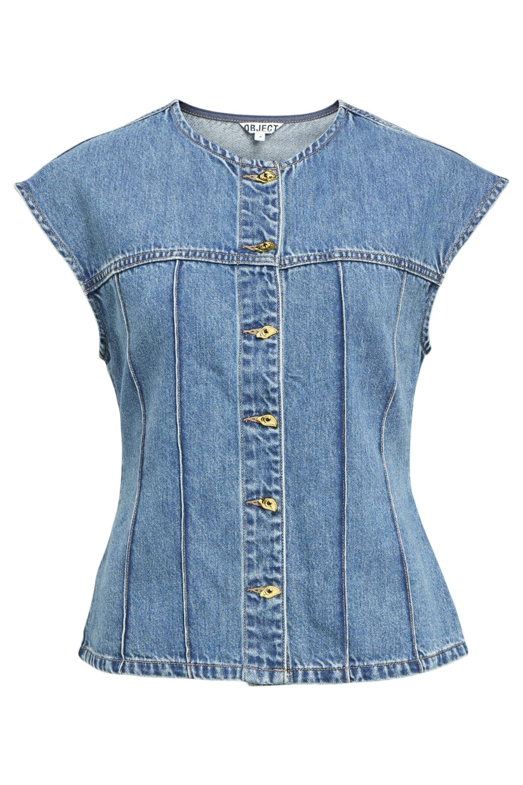 Object - Objdivona Denim S/L Waistcoat 140 - 4823942 Medium Blue Denim