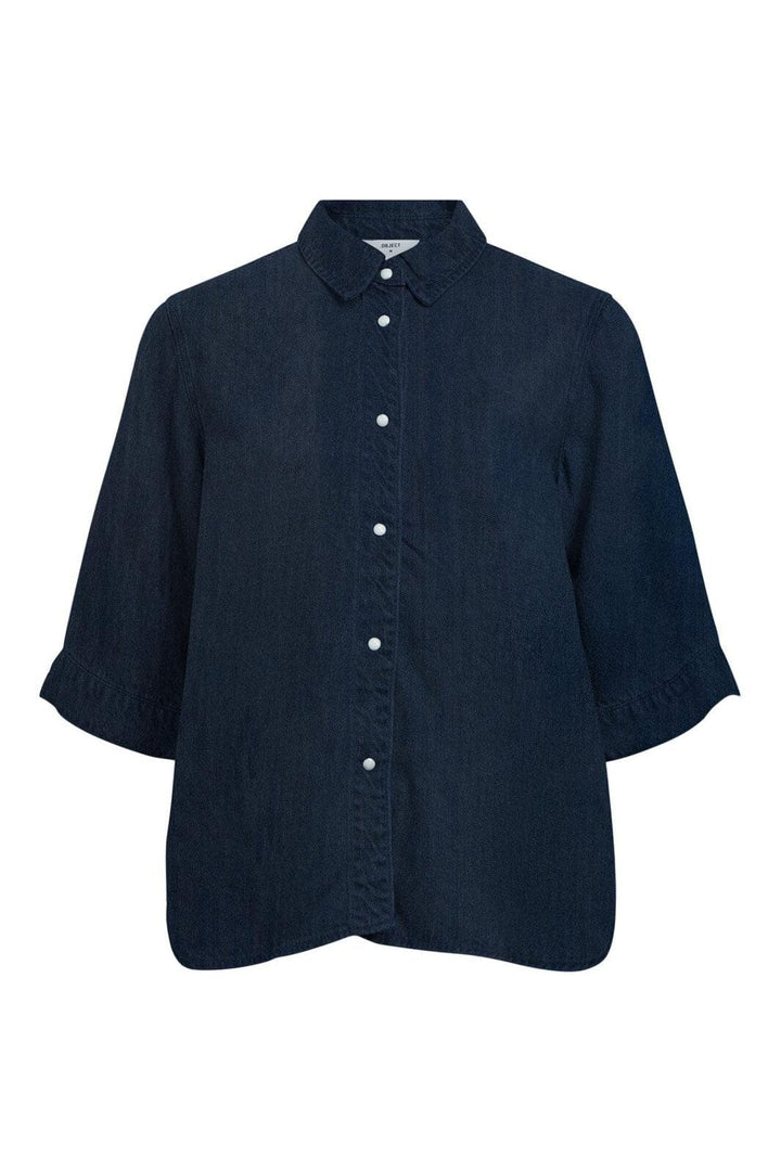 Object - Objframe 2/4 Re Denim Top - 4971966 Dark Blue Denim Rinse Wash