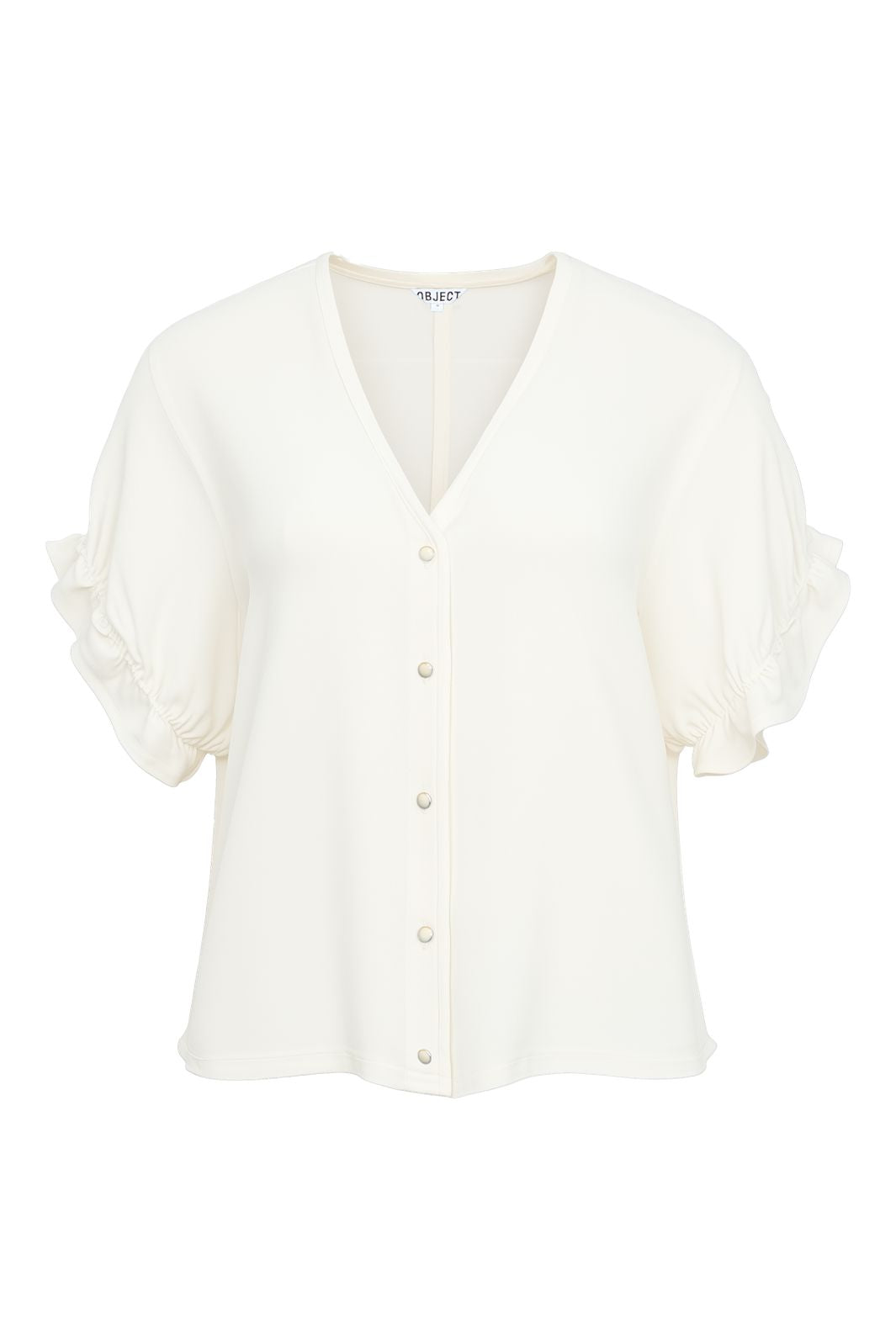 Object - Objframe 2/4 V-Neck Re Top - 5043344 Cloud Dancer