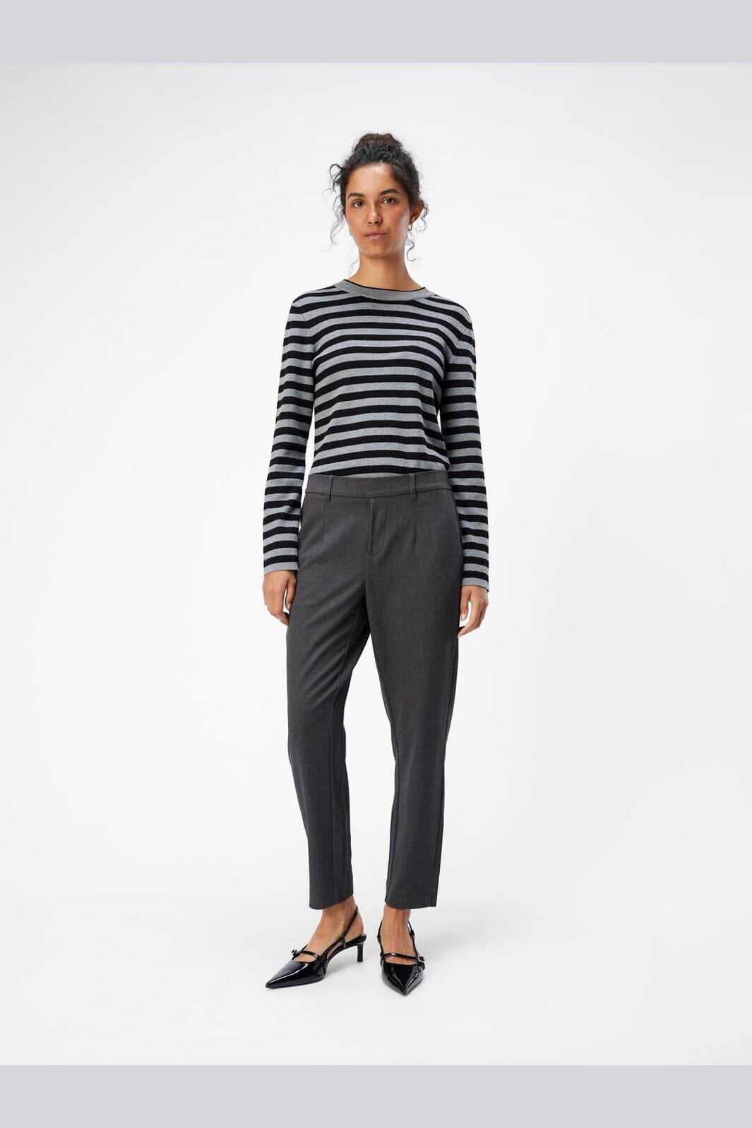 Object - Objlisa Slim Pant - 4637386 Medium Grey Melange