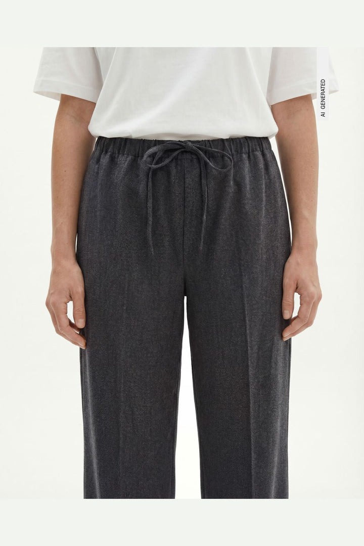 Object - Objlisa Tie Wide Pant - 5191831 Medium Grey Melange