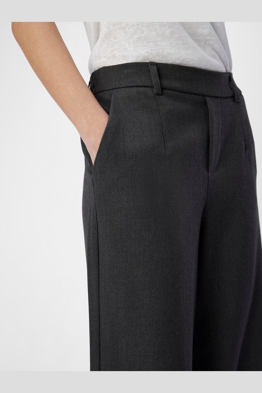 Object - Objlisa Wide Pant - 4637387 Medium Grey Melange