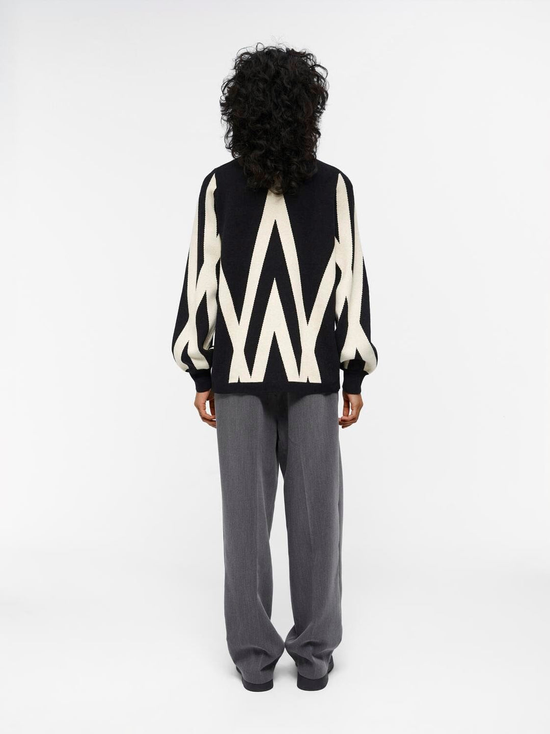 Object - Objray L/S Knit Rollneck Pullover - 4415476 Black Sandshell Graphic Strikbluser 