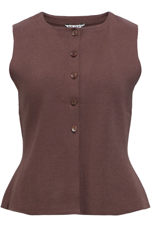 Object - Objreynard Re Knit Vest - 4927200 Seal Brown Veste 