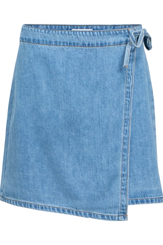 Object - Objrosie Denim Short Wrap Skirt - 4968519 Light Blue Denim Nederdele 