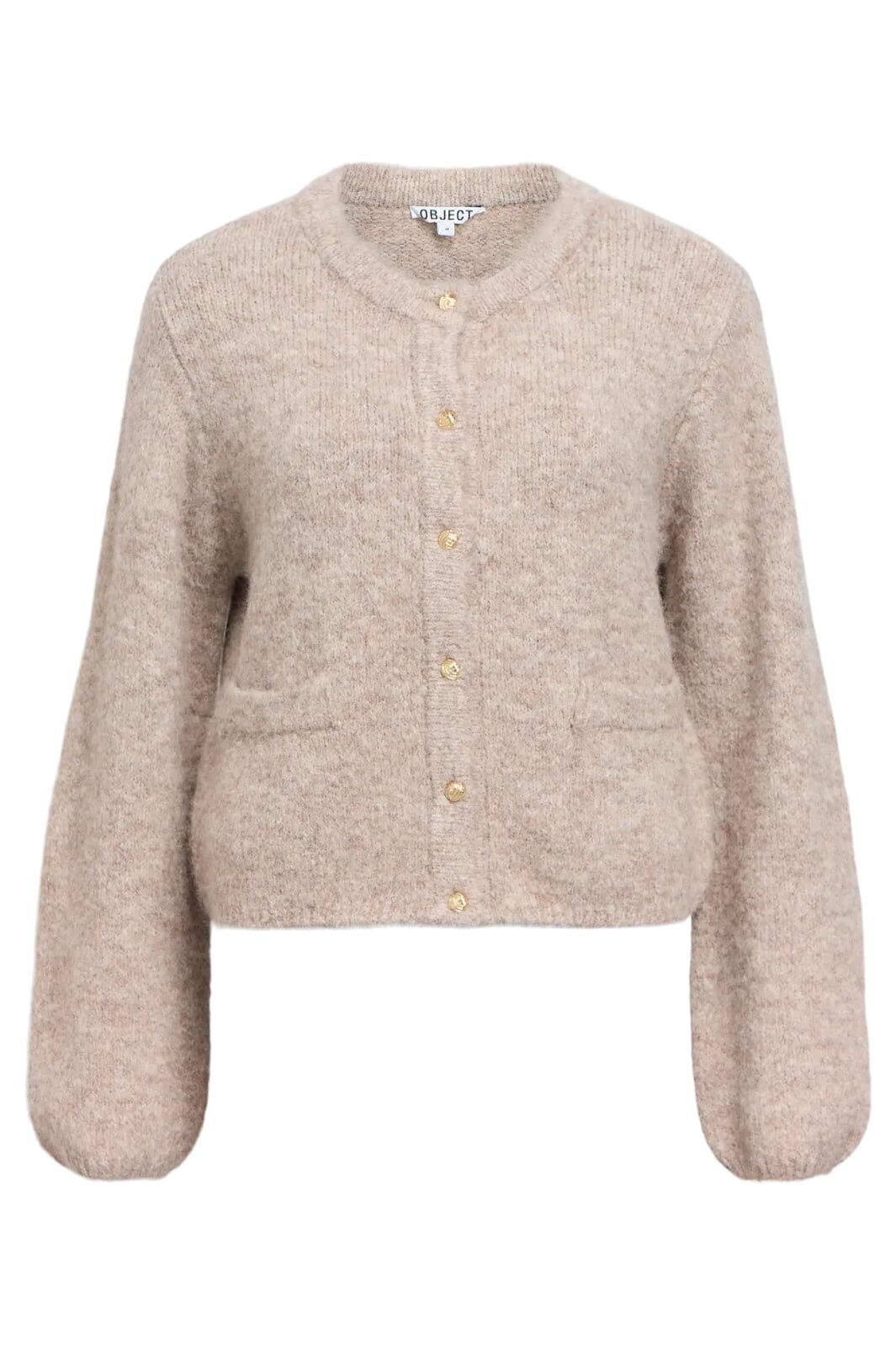 Object - Objsaggia Re L/S Knit Cardigan - 4854325 Humus Melange Cardigans 