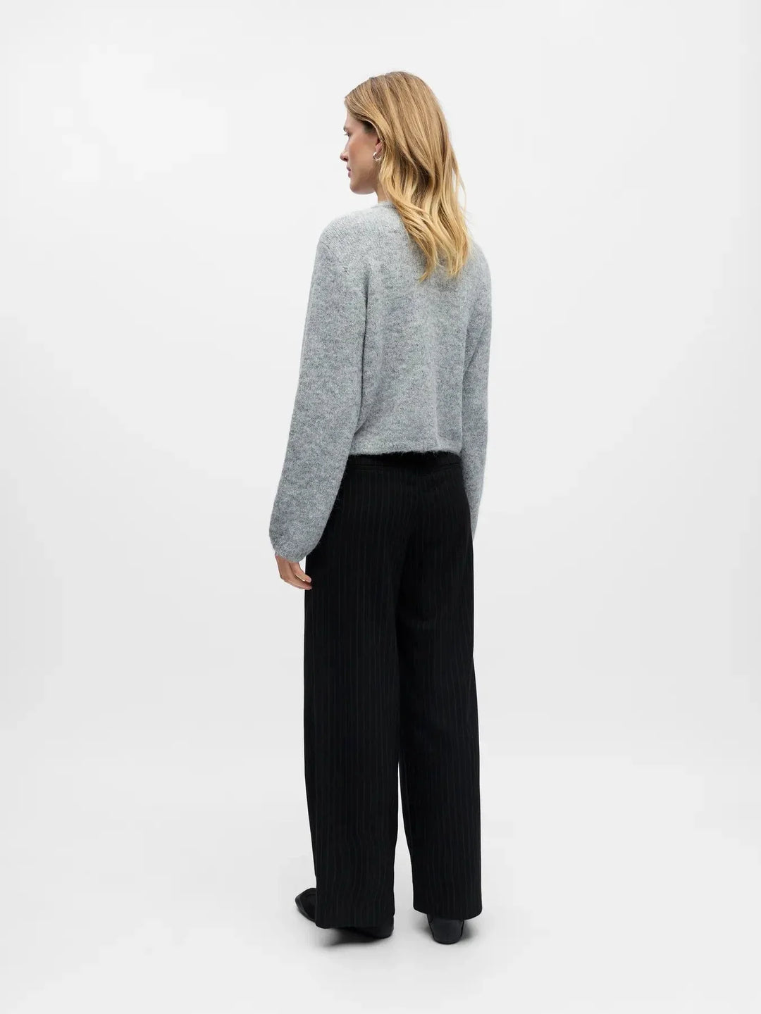 Object - Objsaggia Re L/S Knit Cardigan - 4859656 Medium Grey Melange Cardigans 