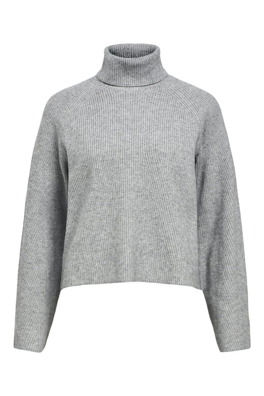 Object - Objviola Ls Lo Rollneck Knit - 4789500 Medium Grey Melange Strikbluser 