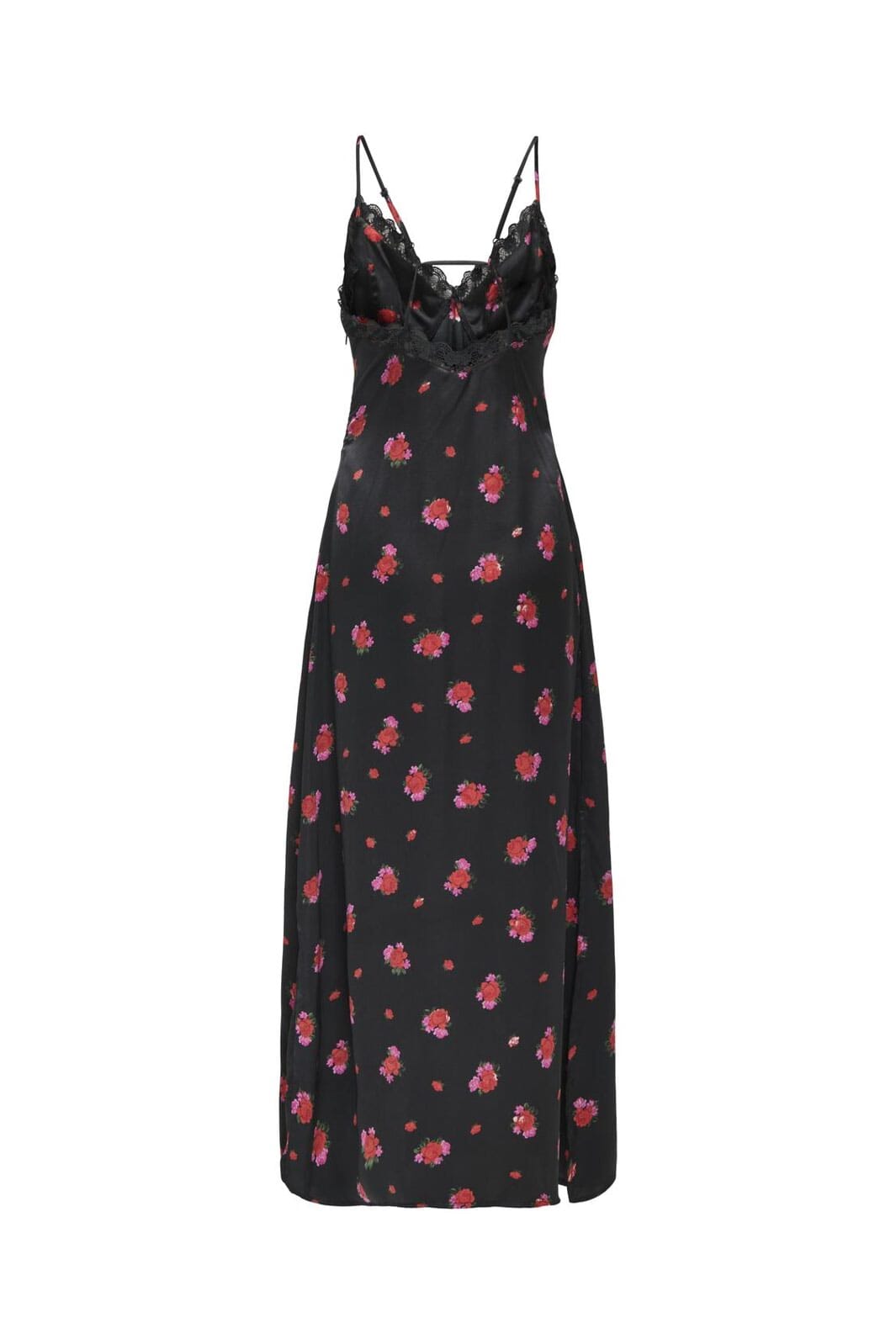 Only - Onl30 Lorelai S/L Long Dress - 4937031 Black Red Flowers
