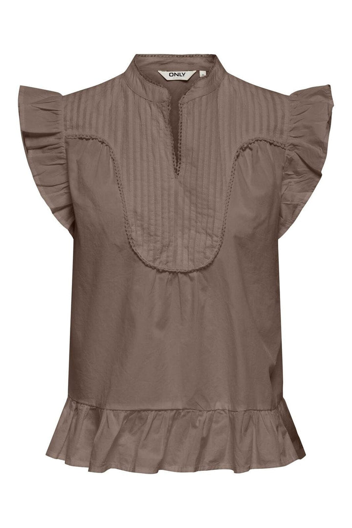 Only - Onladda S/L V-Neck Top - 4957295 Brown Lentil