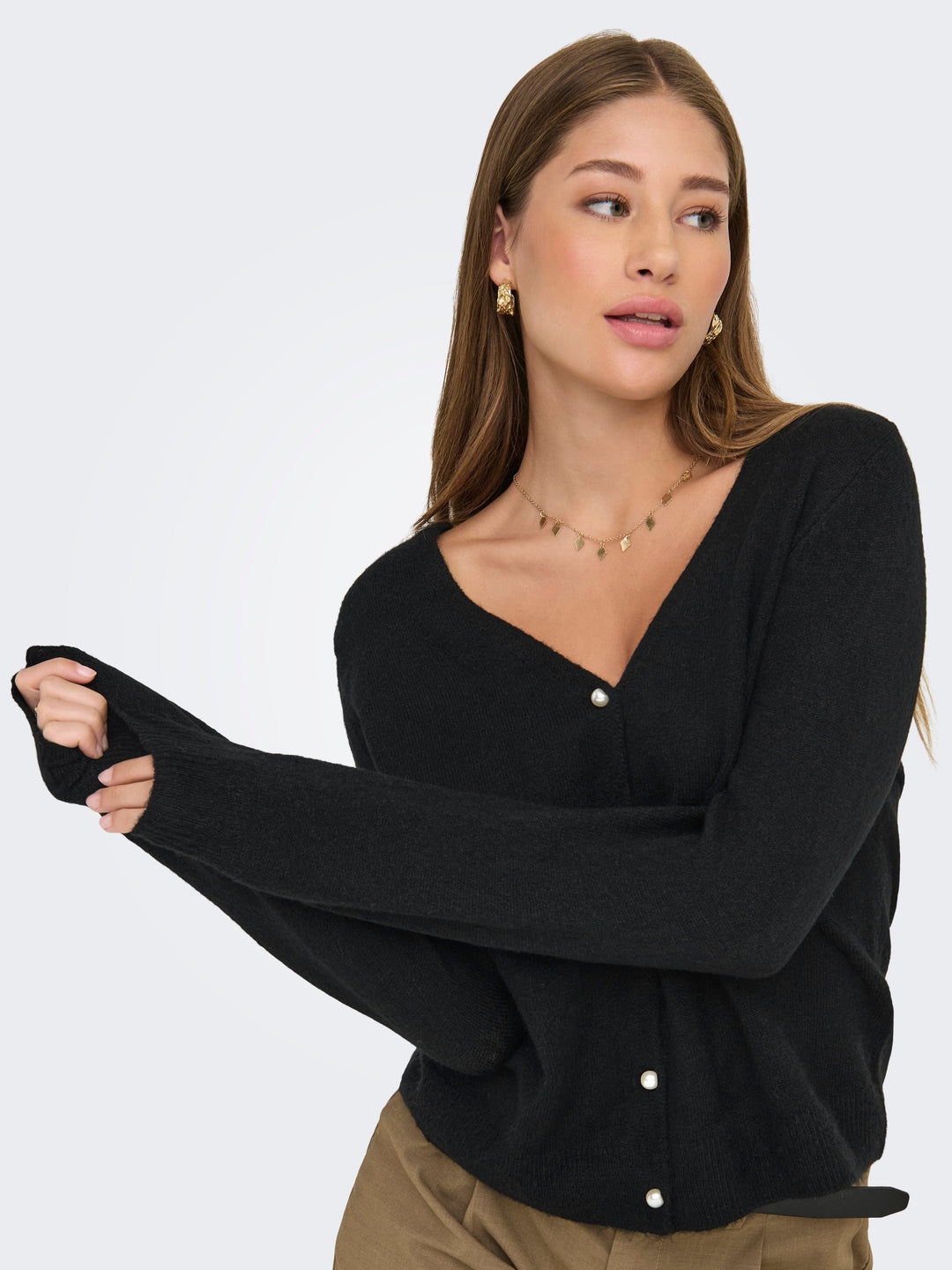 Only - Onladele Ls Lace Mix Revers Cardi Cc Knt - 4852367 Black Black Lace Cardigans 