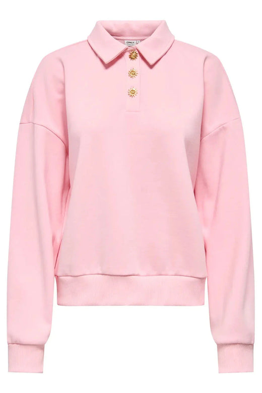 Only - Onlagnes L/S Polo Pr Swt - 5059831 Romance Rose Light Gold Buttons Sweatshirts 