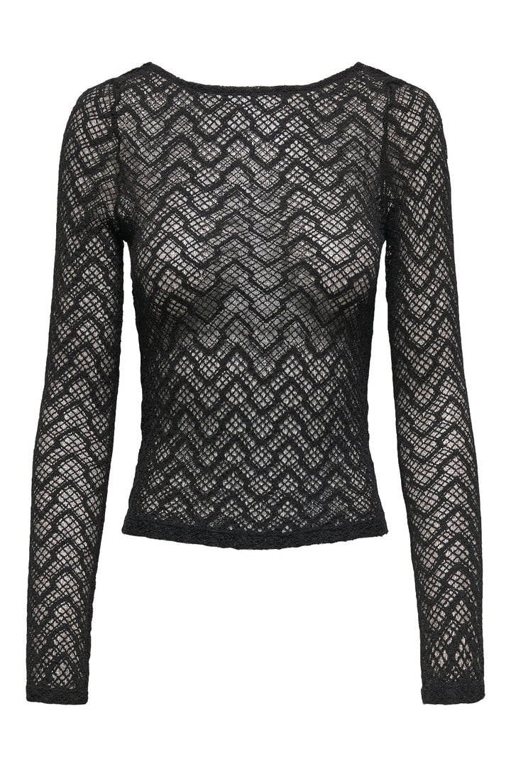 Only - Onlangila L/S Deep Back Top Box - 4877602 Black Bluser 