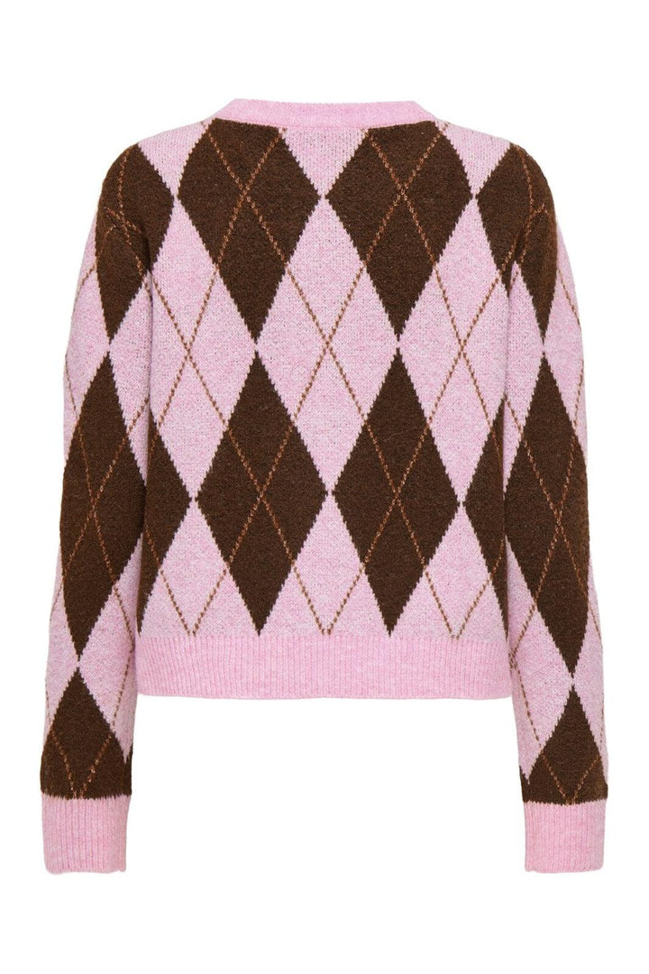 Only - Onlannika Life Ls O-Neck Cardi Knt - 5011508 Sea Pink Zinfandel/Gingerbread/Melange