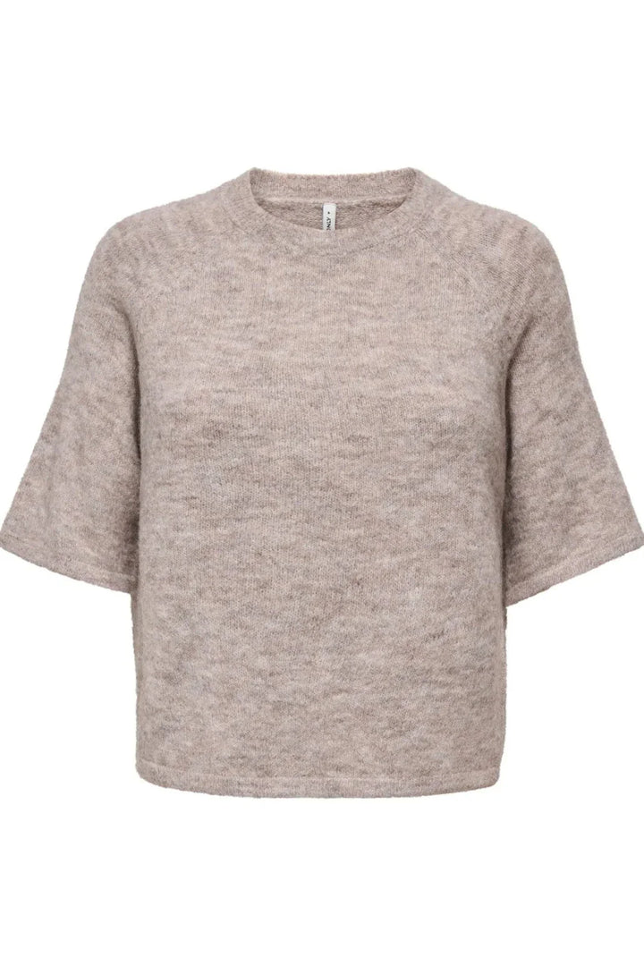Only - Onlazu 2/4 Raglan O-Neck Knt - 4895122 String Melange Strikbluser 