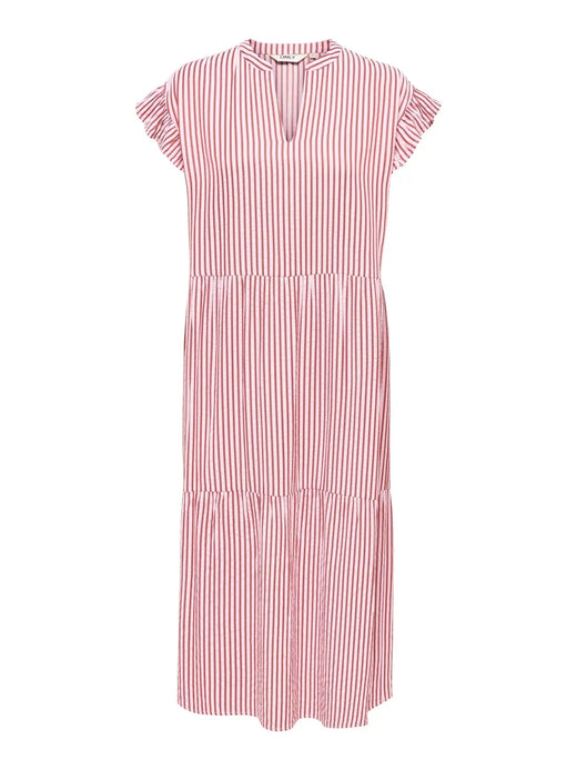 Only - Onlbari Sl Fril Vneck Midi Dress - 5029953 Romance Rose W. Spice Apple Kjoler 