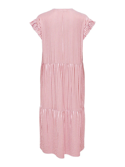 Only - Onlbari Sl Fril Vneck Midi Dress - 5029953 Romance Rose W. Spice Apple Kjoler 