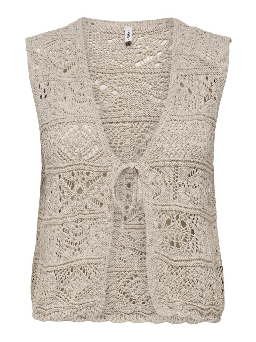 Only - Onlbeach Life Sl Tie Vest Knt - 4746891 Pumice Stone