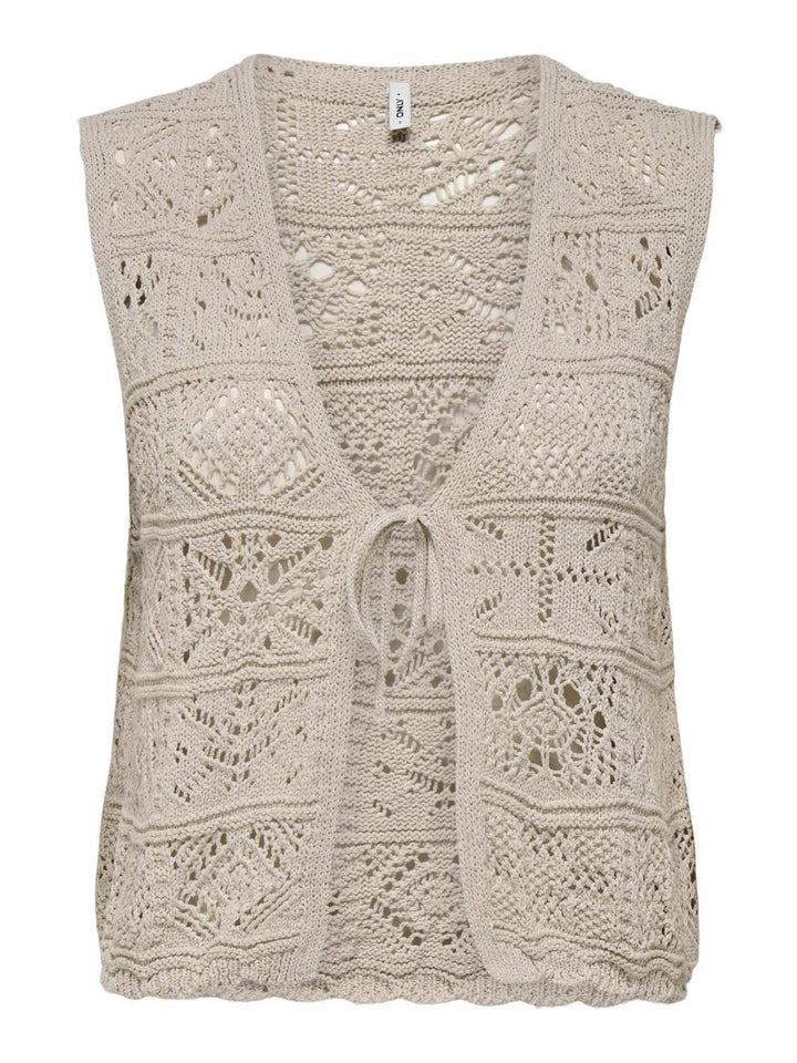 Only - Onlbeach Life Sl Tie Vest Knt - 4746891 Pumice Stone
