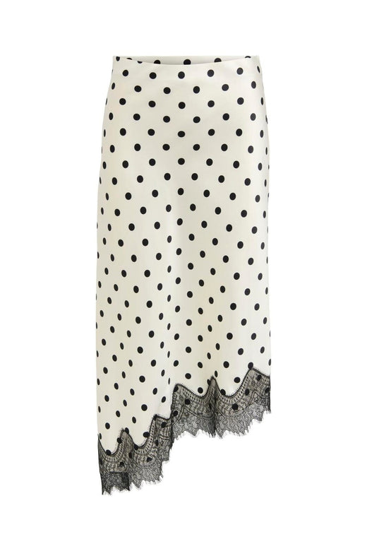 Only - Onlbella Slanted Satin Lace Skirt - 5127226 Cloud Dancer Black Dot And Black Lace