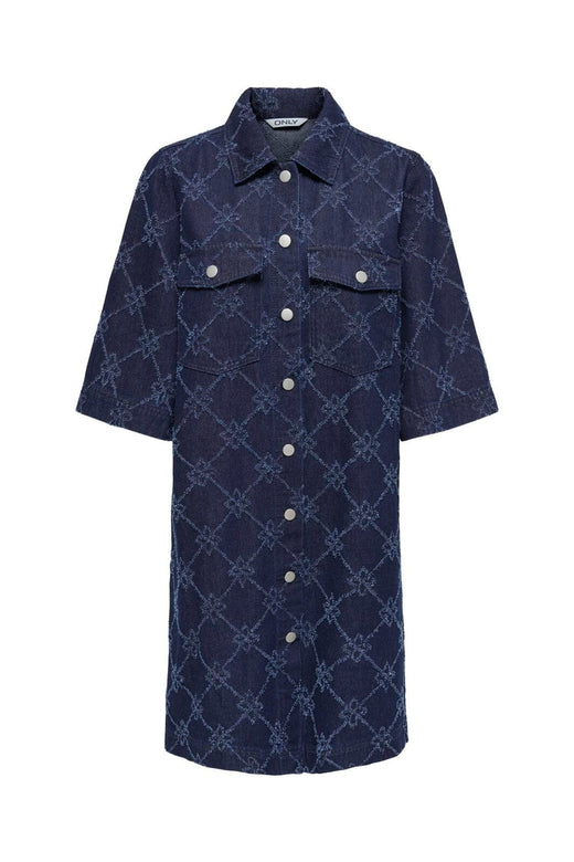 Only - Onlbella Wide Sleeves Print Dress - 5051335 Dark Blue Denim