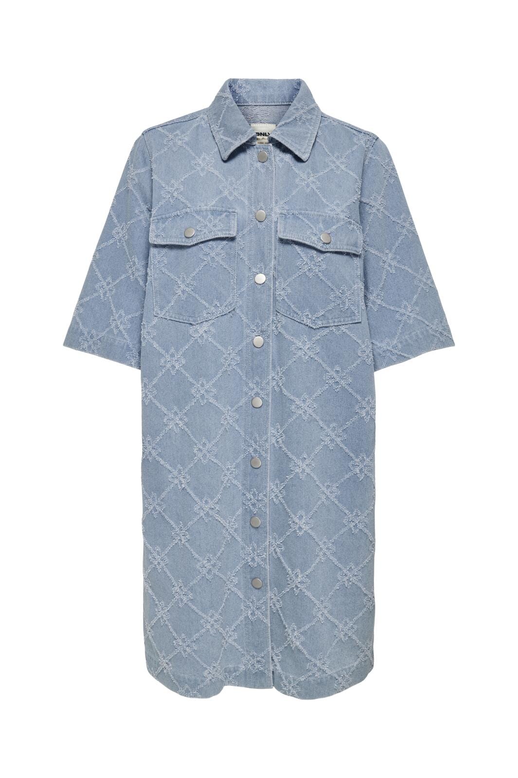 Only - Onlbelle S/S Button Print Dress Gua - 4531746 Light Blue Denim