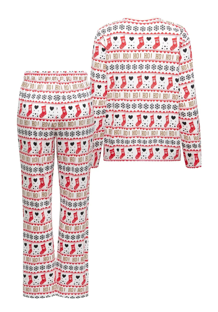 Only - Onlblanca L/S Nightwear Secs - 4917790 Cloud Dancer Ho Ho Ho Nattøj 