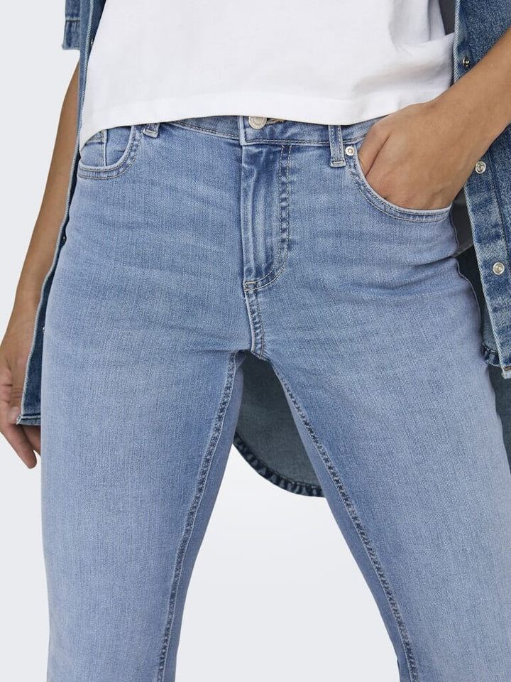 Only - Onlblush Back Pock Fla Tai222 Dnmnoos - 4665682 Medium Blue Denim Jeans 