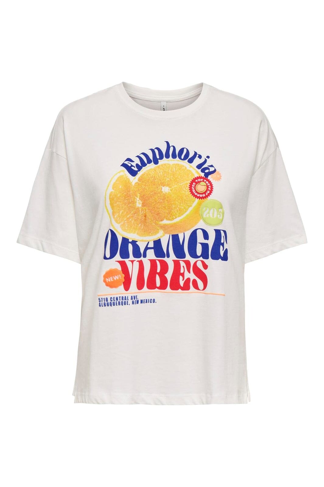 Only - Onlbolette S/S Top Box Cc - 4936979 Cloud Dancer Orange Vibes