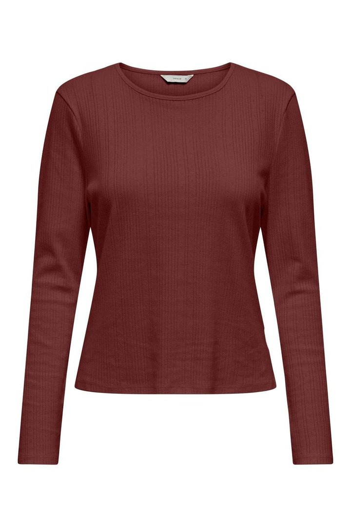 Only - Onlbremen O-Neck L/S Top Moch - 4870536 Madder Brown