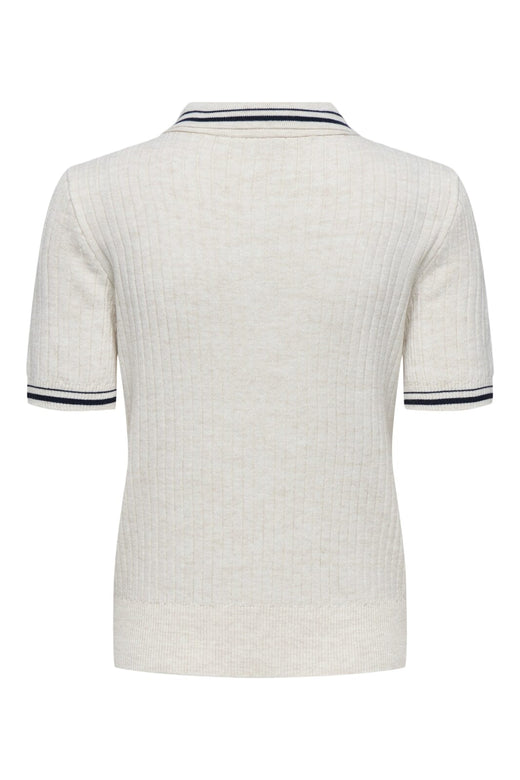 Only - Onlcanton Ss Polo Pull Knt - 4931897 Black Birch Melange/Fmop Button