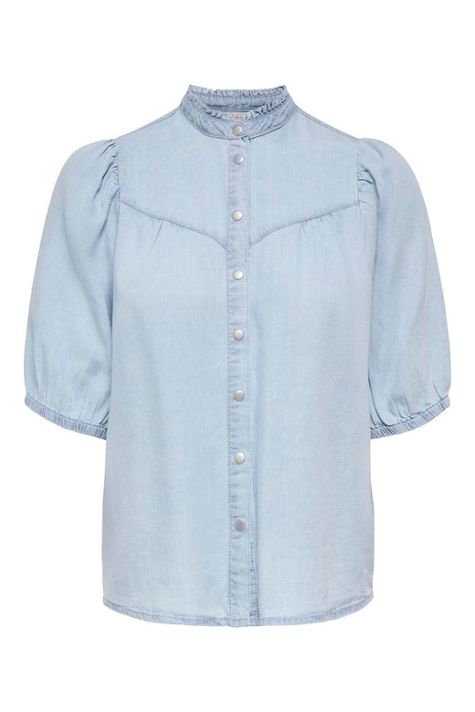 Only - Onlcharis Life 2/4 Frill Shirt Cc - 4977041 Light Blue Denim