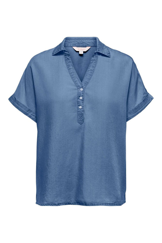 Only - Onlcharis Life Cap Sleeve Shirt Cc - 4977051 Medium Blue Denim
