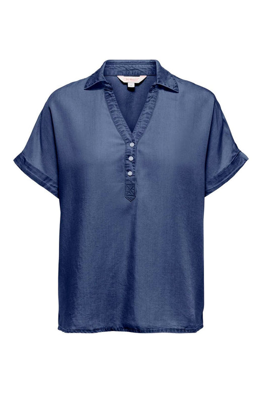 Only - Onlcharis Life Cap Sleeve Shirt Cc - 4977052 Dark Blue Denim