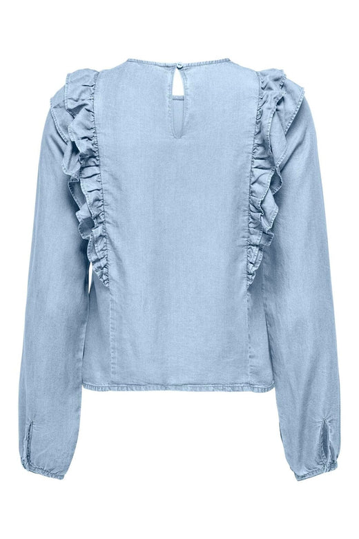 Only - Onlcharis Life Ls Frill Top Cc - 4977059 Light Blue Denim