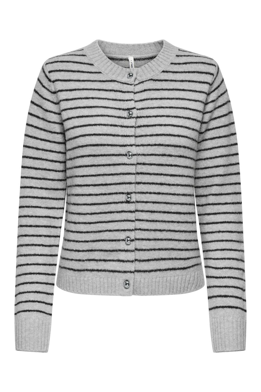Only - Onlchester Life Ls Stripe Cardi Cc Knt - 4959097 Light Grey Melange Black/Silver Button