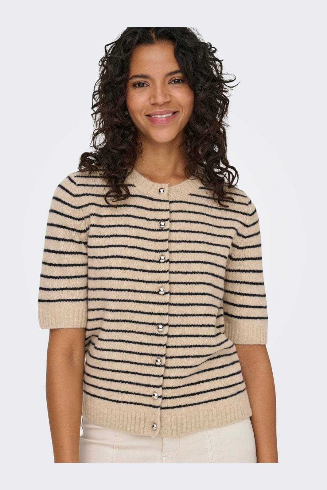 Only - Onlchester Life Ss Stripe Cardi Cc Knt - 4917601 Humus Night Sky/Mel/Silver Button