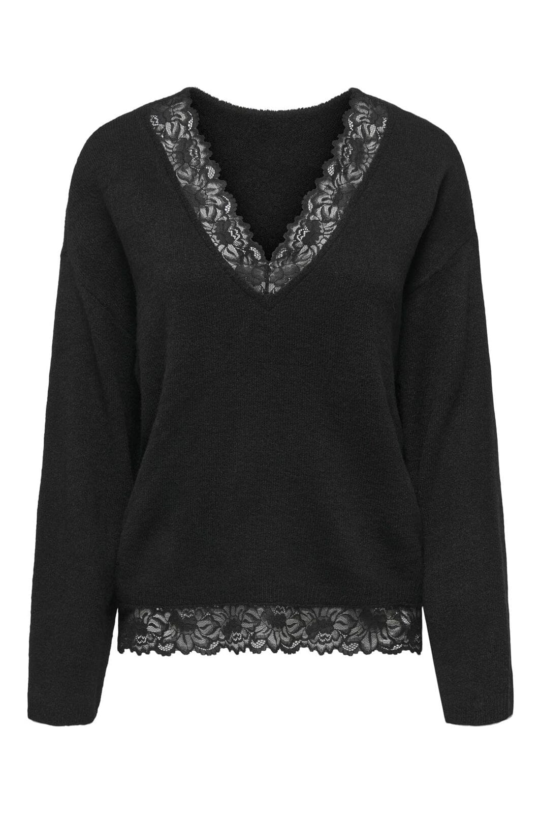 Only - Onlclover Ls Lace V-Neck Reversible Knt - 5172500 Black Dtm Lace