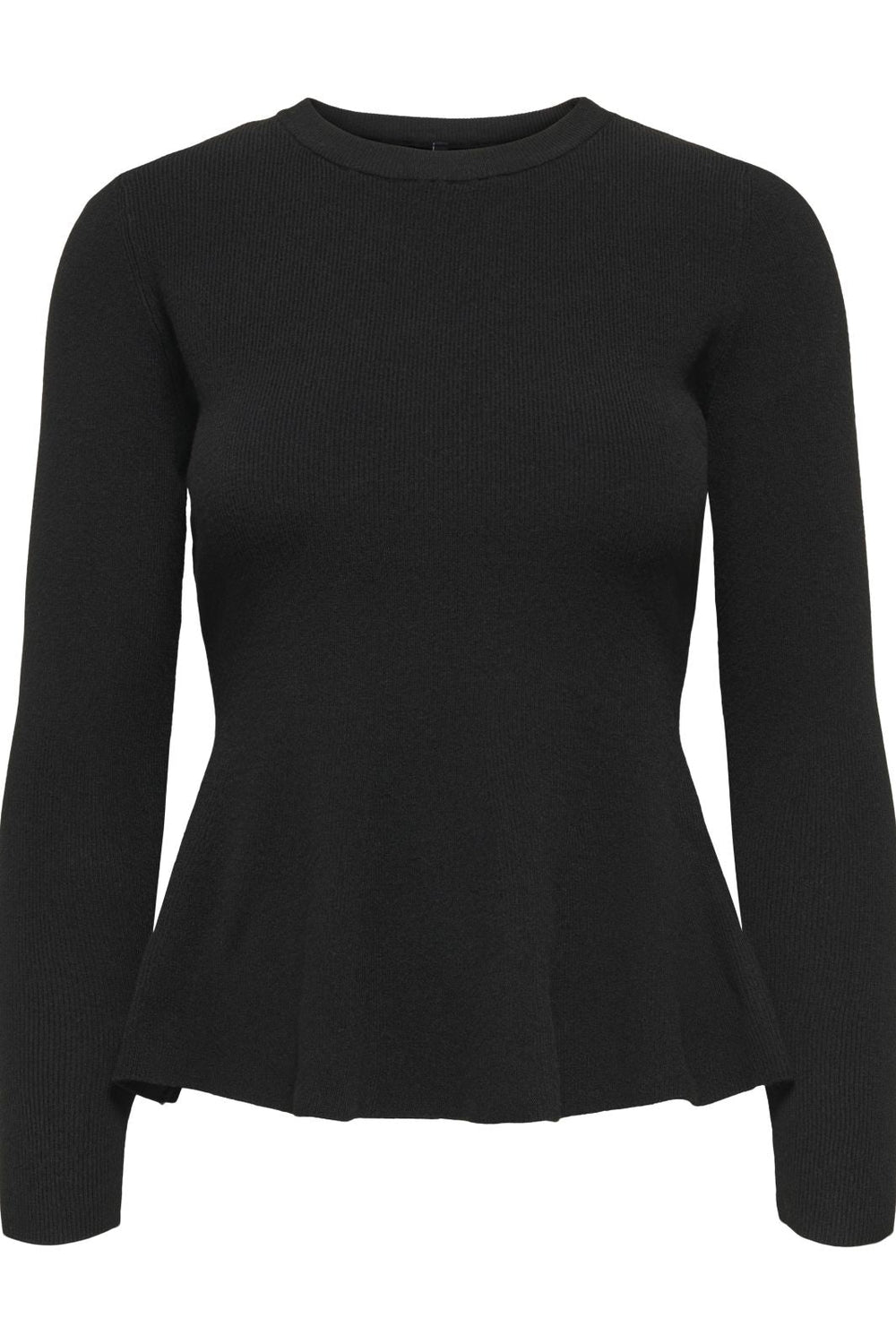 Only - Onlcoco Life Ls Rib Oneck Peplum Cc Knt - 4852742 Black Strikbluser 