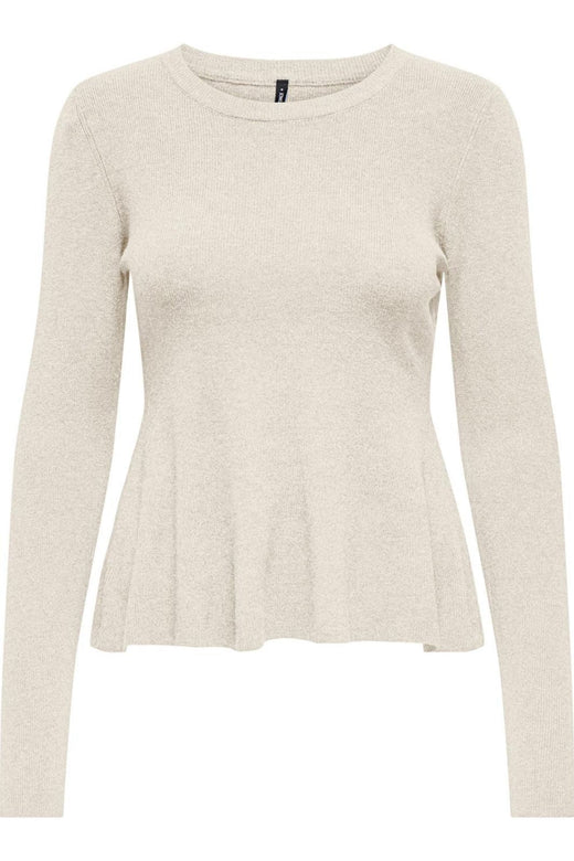 Only - Onlcoco Life Ls Rib Oneck Peplum Cc Knt - 4905144 Birch Strikbluser 
