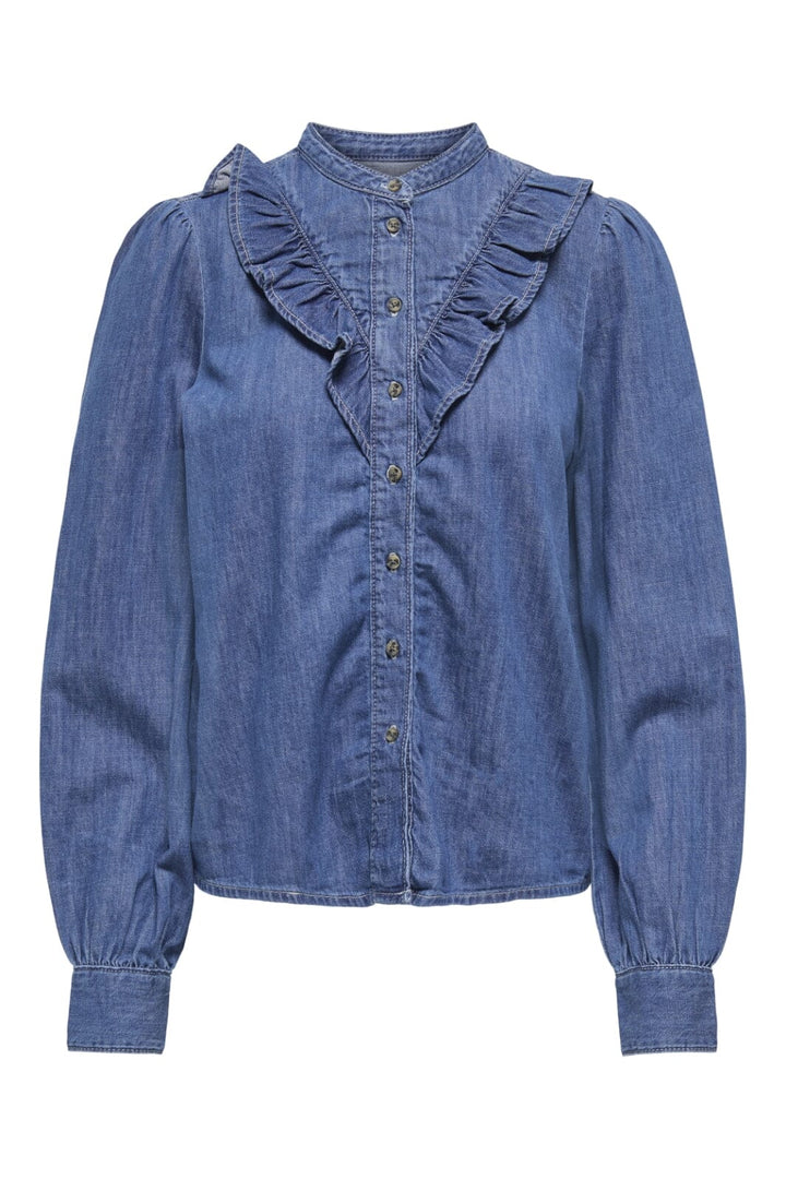 Only - Onldasha-Sevigny L/S Frill Shirt Akm - 4803471 Medium Blue Denim