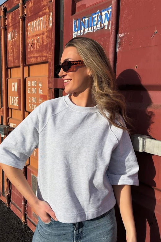 Only - Onldasie 2/4 O-Neck Raglan Ub Swt - 4918537 Light Grey Melange T-shirts 