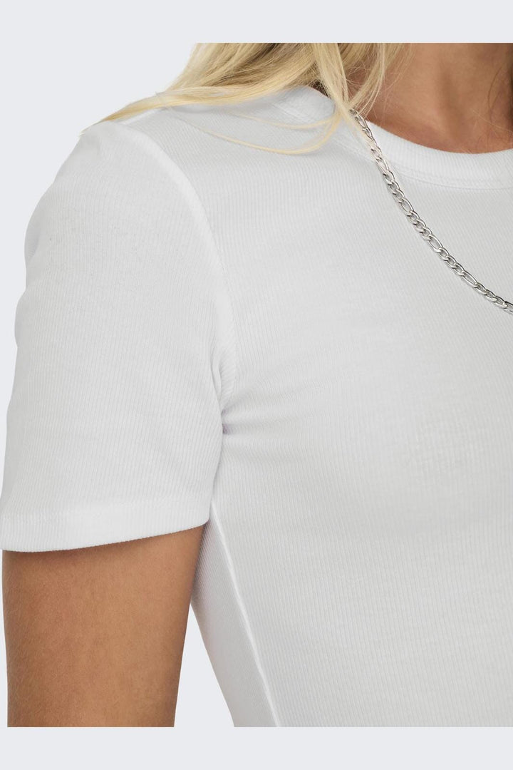 Only - Onleasy S/S O-Neck Top Box - 4571786 Bright White