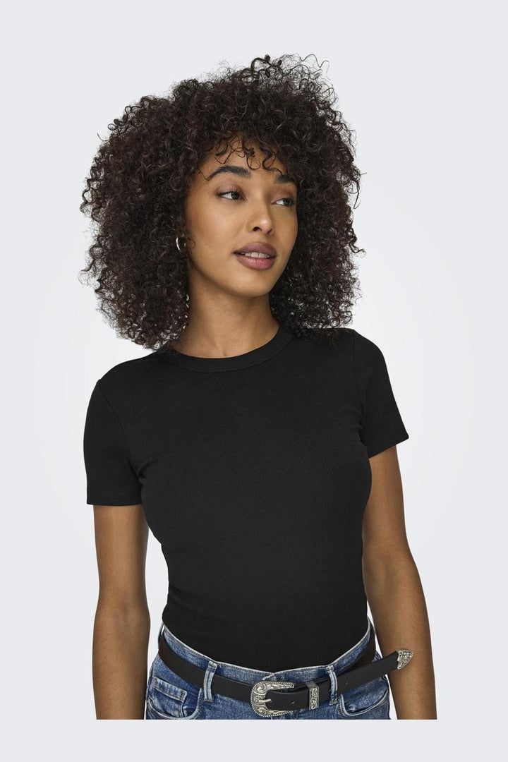 Only - Onleasy S/S O-Neck Top Box - 4629995 Black
