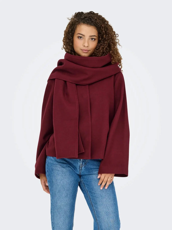 Only - Onlelba Life Scarf Jacket Cc - 4852333 Cabernet W.Rose Lining Frakker 