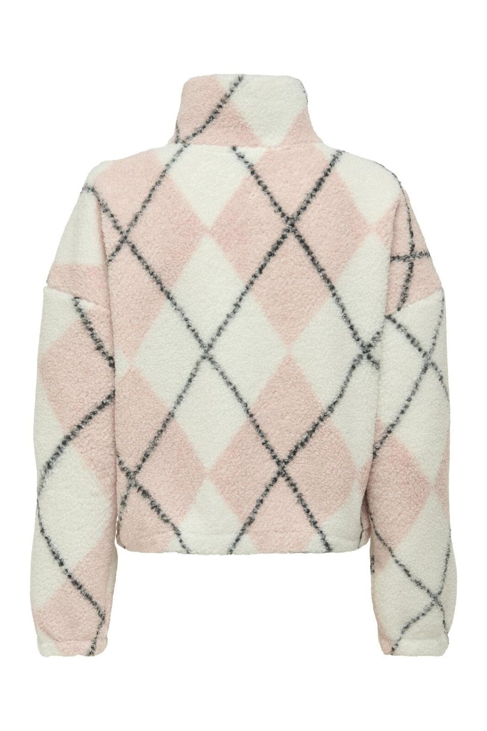 Only - Onleline Life L/S Zip Teddy Swt - 4925874 Rose Smoke Cloud Dancer + Black + Label Brooklyn